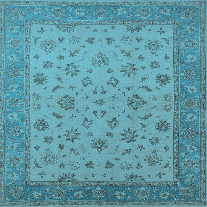 Square Machine Washable Oriental Light Blue Traditional Rug, wshurb982lblu