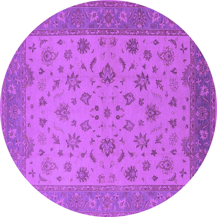 Round Machine Washable Oriental Purple Traditional Area Rugs, wshurb982pur