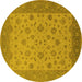 Round Oriental Yellow Traditional Rug, urb982yw