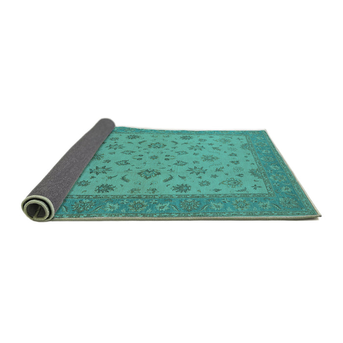 Sideview of Oriental Turquoise Traditional Rug, urb982turq