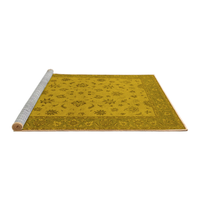 Sideview of Machine Washable Oriental Yellow Traditional Rug, wshurb982yw