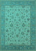 Machine Washable Oriental Turquoise Traditional Area Rugs, wshurb982turq