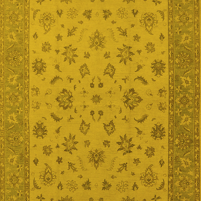 Machine Washable Oriental Yellow Traditional Rug, wshurb982yw