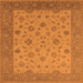 Square Machine Washable Oriental Orange Traditional Area Rugs, wshurb982org