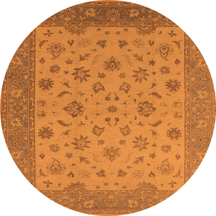 Round Oriental Orange Traditional Rug, urb982org
