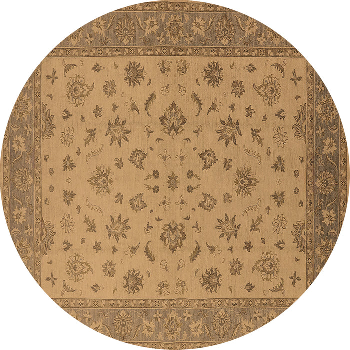 Round Oriental Brown Traditional Rug, urb982brn