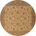 Round Oriental Brown Traditional Rug, urb982brn