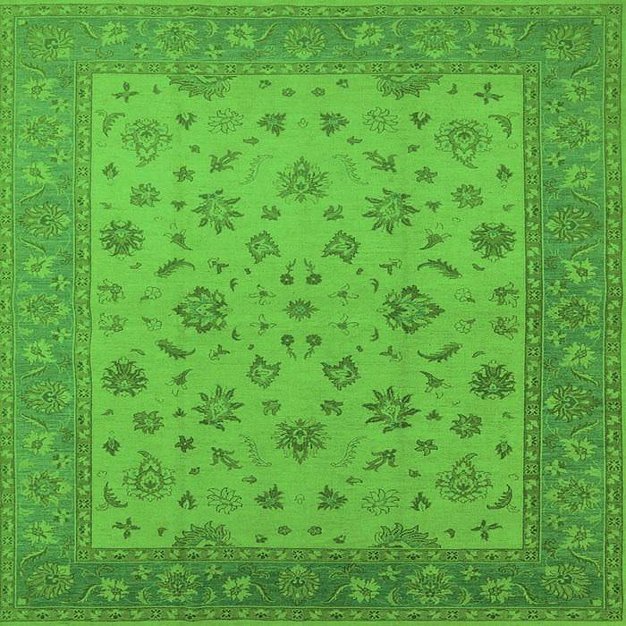 Square Machine Washable Oriental Green Traditional Area Rugs, wshurb982grn