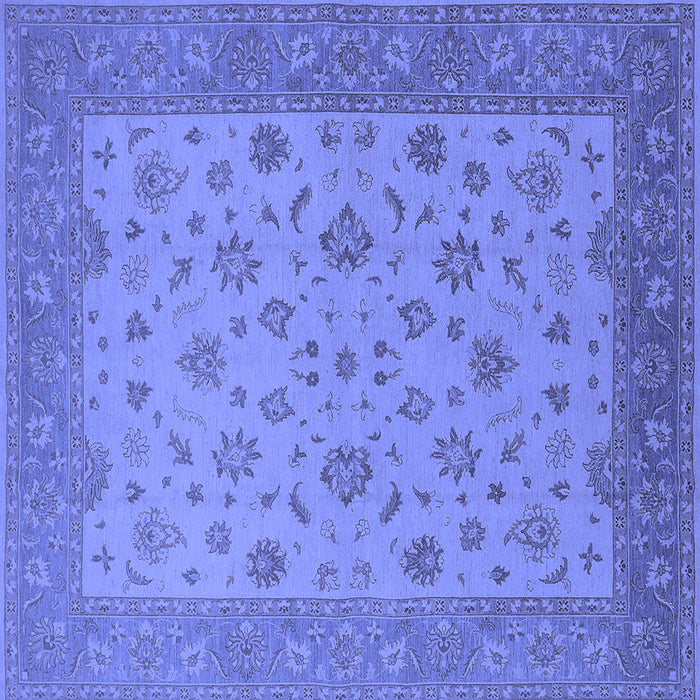 Square Machine Washable Oriental Blue Traditional Rug, wshurb982blu