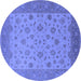 Round Oriental Blue Traditional Rug, urb982blu