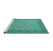 Sideview of Machine Washable Oriental Turquoise Traditional Area Rugs, wshurb982turq