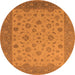 Round Machine Washable Oriental Orange Traditional Area Rugs, wshurb982org