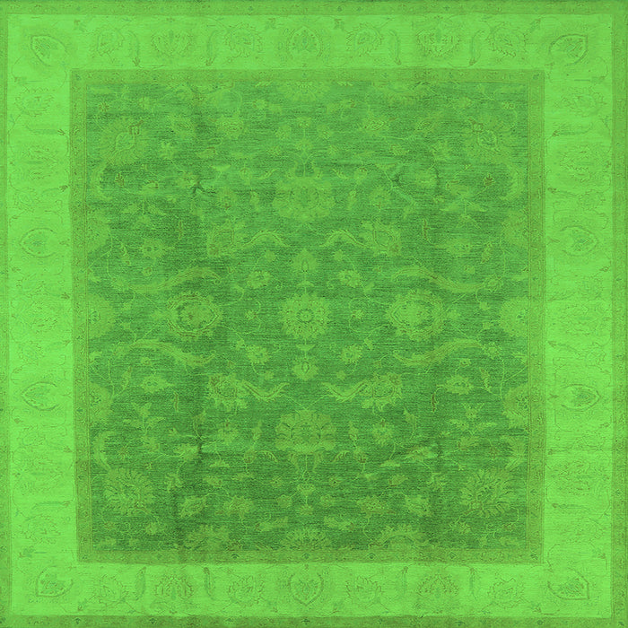 Square Machine Washable Oriental Green Traditional Area Rugs, wshurb983grn