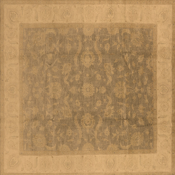 Square Oriental Brown Traditional Rug, urb983brn