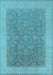 Machine Washable Oriental Light Blue Traditional Rug, wshurb983lblu