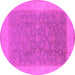 Round Machine Washable Oriental Pink Traditional Rug, wshurb983pnk