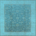 Square Machine Washable Oriental Light Blue Traditional Rug, wshurb983lblu