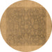 Round Oriental Brown Traditional Rug, urb983brn