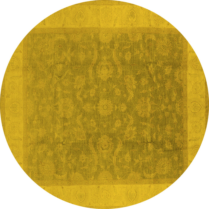 Round Oriental Yellow Traditional Rug, urb983yw