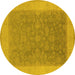 Round Oriental Yellow Traditional Rug, urb983yw