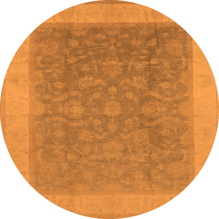 Round Machine Washable Oriental Orange Traditional Area Rugs, wshurb983org