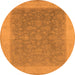 Round Machine Washable Oriental Orange Traditional Area Rugs, wshurb983org