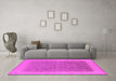 Machine Washable Oriental Pink Traditional Rug in a Living Room, wshurb983pnk