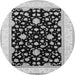 Round Machine Washable Oriental Gray Traditional Rug, wshurb984gry