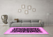 Machine Washable Oriental Pink Traditional Rug in a Living Room, wshurb984pnk