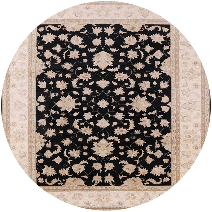 Round Mid-Century Modern Deep Peach Orange Oriental Rug, urb984