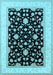 Machine Washable Oriental Light Blue Traditional Rug, wshurb984lblu