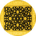 Round Oriental Yellow Traditional Rug, urb984yw