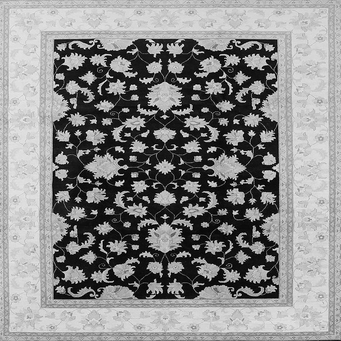 Square Machine Washable Oriental Gray Traditional Rug, wshurb984gry