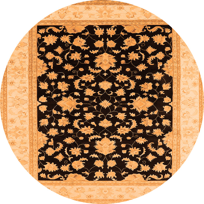 Round Oriental Orange Traditional Rug, urb984org