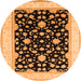 Round Oriental Orange Traditional Rug, urb984org