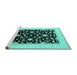 Sideview of Machine Washable Oriental Turquoise Traditional Area Rugs, wshurb984turq