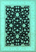 Machine Washable Oriental Turquoise Traditional Area Rugs, wshurb984turq