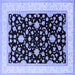 Square Machine Washable Oriental Blue Traditional Rug, wshurb984blu