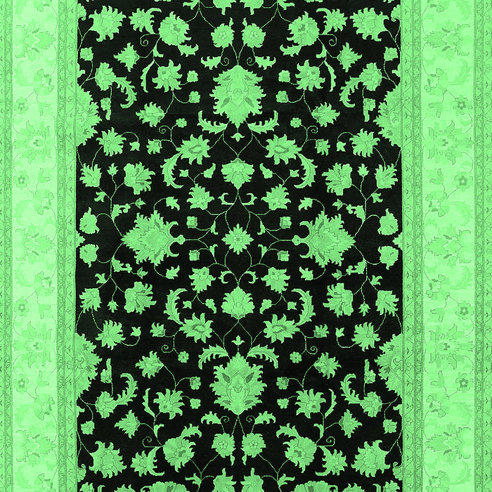 Machine Washable Oriental Emerald Green Traditional Area Rugs, wshurb984emgrn