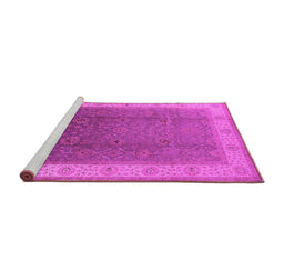 Sideview of Machine Washable Oriental Pink Traditional Rug, wshurb985pnk