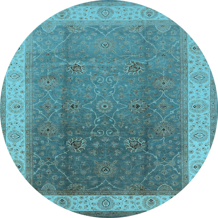 Round Oriental Light Blue Traditional Rug, urb985lblu