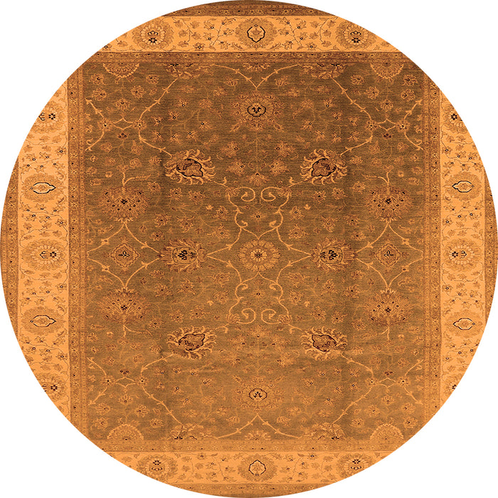 Round Oriental Orange Traditional Rug, urb985org