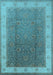 Machine Washable Oriental Light Blue Traditional Rug, wshurb985lblu