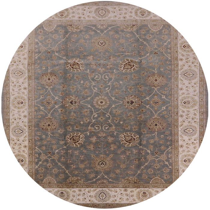 Round Mid-Century Modern Camel Brown Oriental Rug, urb985