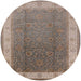 Round Mid-Century Modern Camel Brown Oriental Rug, urb985