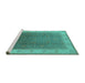 Sideview of Machine Washable Oriental Turquoise Traditional Area Rugs, wshurb985turq