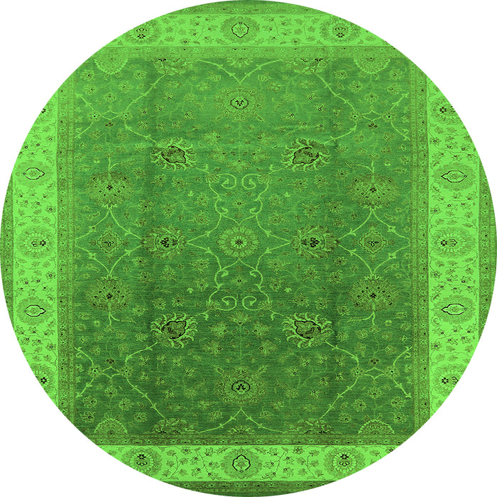 Round Oriental Green Traditional Rug, urb985grn