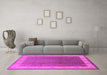 Machine Washable Oriental Pink Traditional Rug in a Living Room, wshurb985pnk