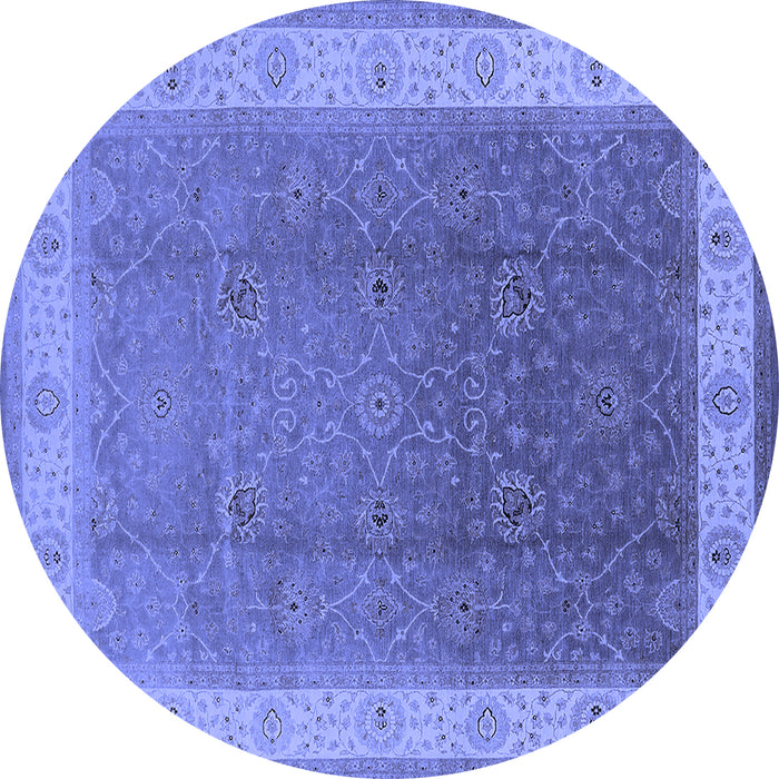 Round Oriental Blue Traditional Rug, urb985blu