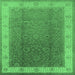 Square Oriental Emerald Green Traditional Rug, urb985emgrn